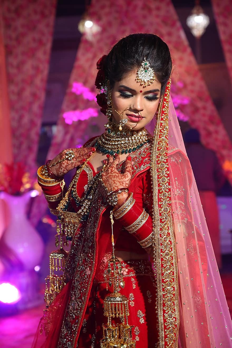 nő, menyasszony, ékszerek, szépség, drágakövek, indián, mehndi, henna, mehndi minta, kultúra, Ékszerek