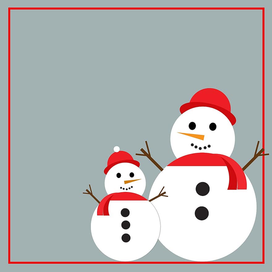 มนุษย์หิมะ, หิมะ, หนาว, น้ำแข็ง, สีแดง, คริสต์มาส, เทศกาล, ทักทาย