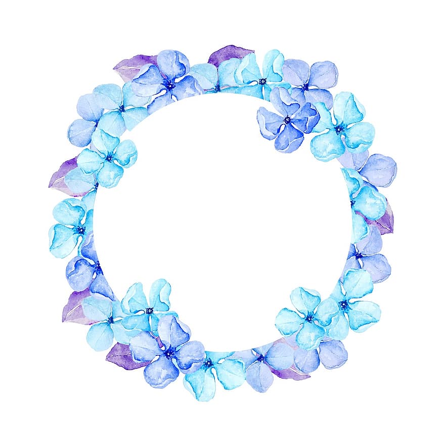 Wreath, Blue, Purple, Flowers, Spring, Girl, White, Design, Summer, Color, Colorful