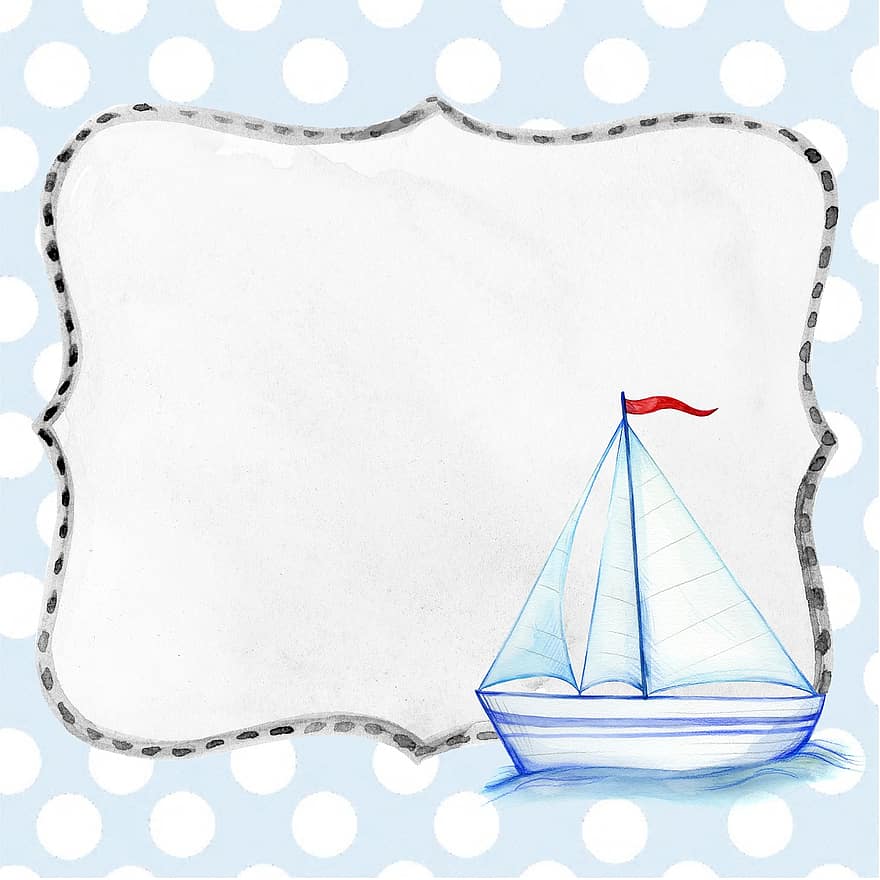 Ship, Background, Boat, Blue, Boy, Scrapbook, Page, Sweet, Cute, Baby, Little Boy