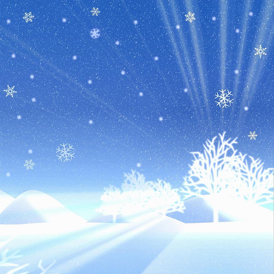 クリスマスの背景、雪、ボケ、冬、雪の結晶、白、スノーフレーク、はがき、休日、出現、12月