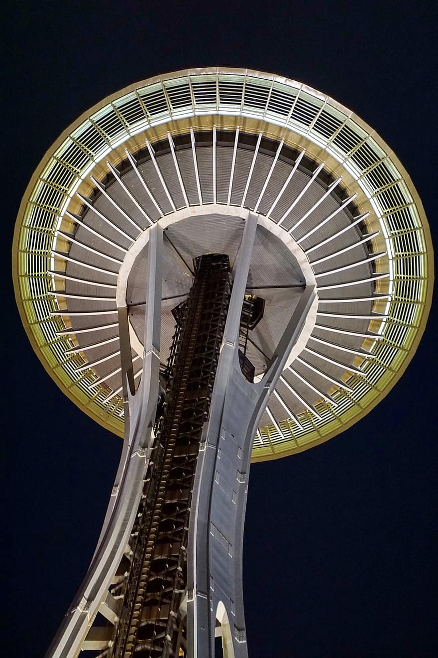 Seattle, aguja Espacial, punto de referencia, viaje, arquitectura, estructura construida, lugar famoso, circulo, acero, moderno, metal