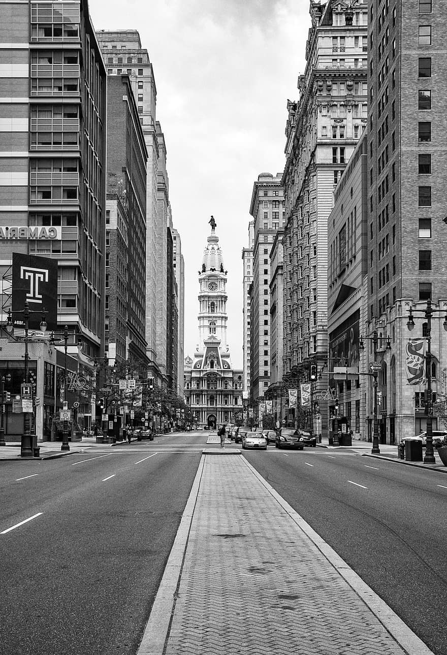 Philadelphia, binnenstad, Brede St, Avenue Of Arts, straat, stad, stedelijk, architectuur, modern, horizon, Pennsylvania