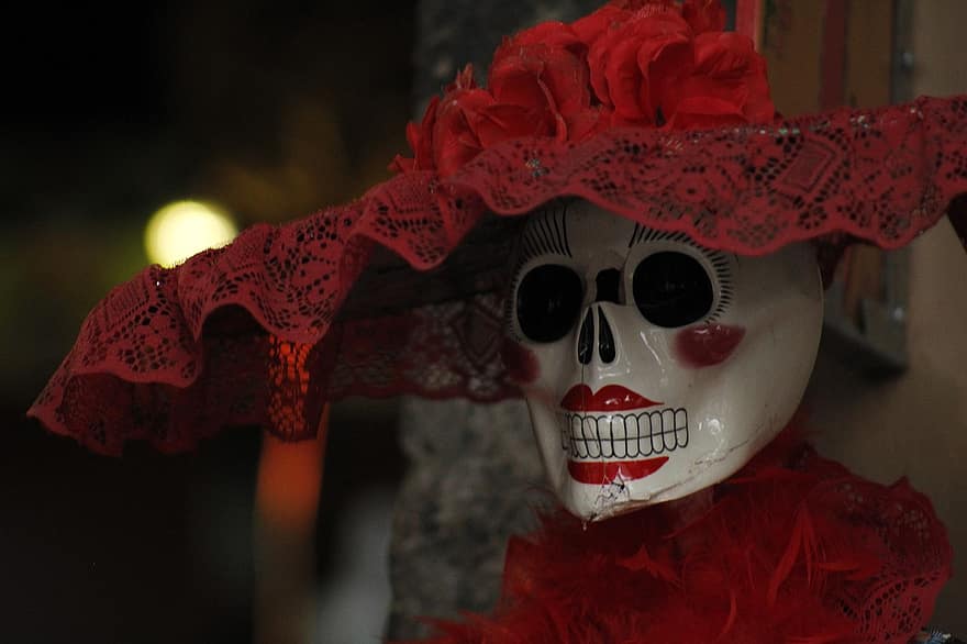 dag van de Doden, Mexico, Mexicaanse traditie, halloween, decoratie, viering, spookachtig, culturen, detailopname, vrouw, achtergronden