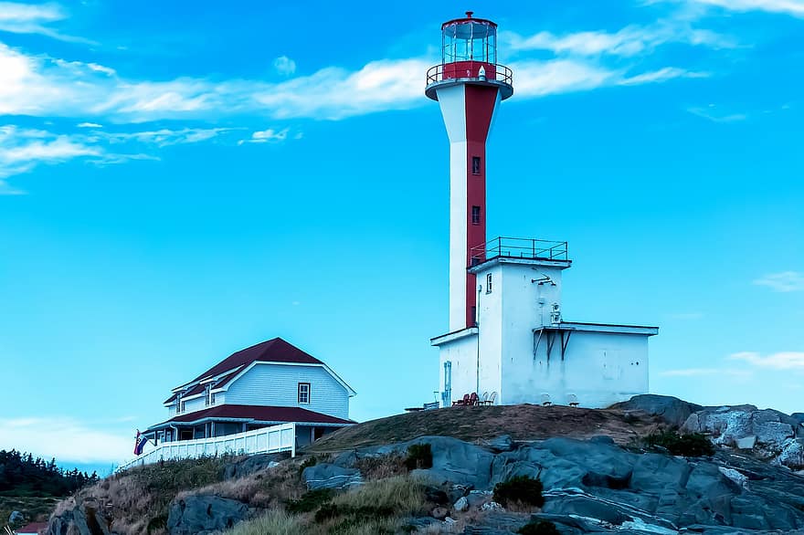 Lighthouse, Tower, Coast, Shore, Cape Forchu, Marine, blue, coastline, architecture, travel, building exterior