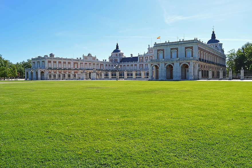 mező, palota, építészet, királyi palota, udvar, épület, tájékozódási pont, történelmi, tájkép, Aranjuez, Spanyolország