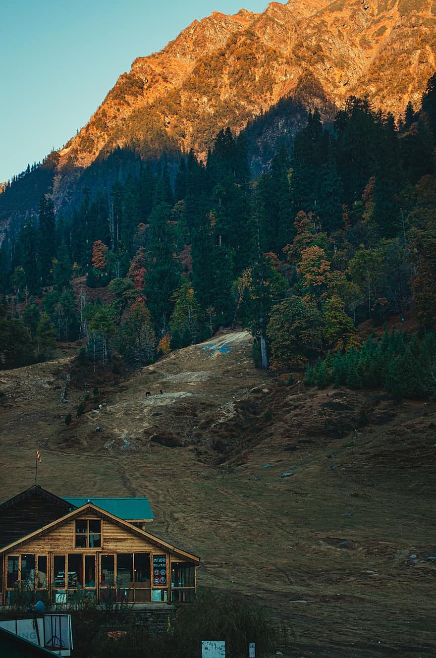 House, Mountain, Countryside, Building, Rural, Trees, Outdoors