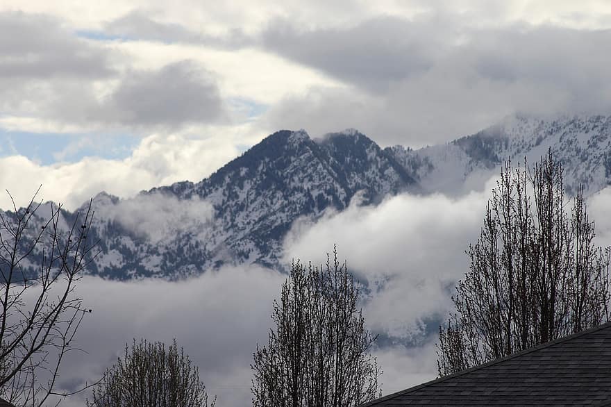 산들, 구름, 산맥, 눈 산, 눈 덮인 산맥, 눈, 눈이 내리는, 겨울, 감기, 자연, 냉랭한