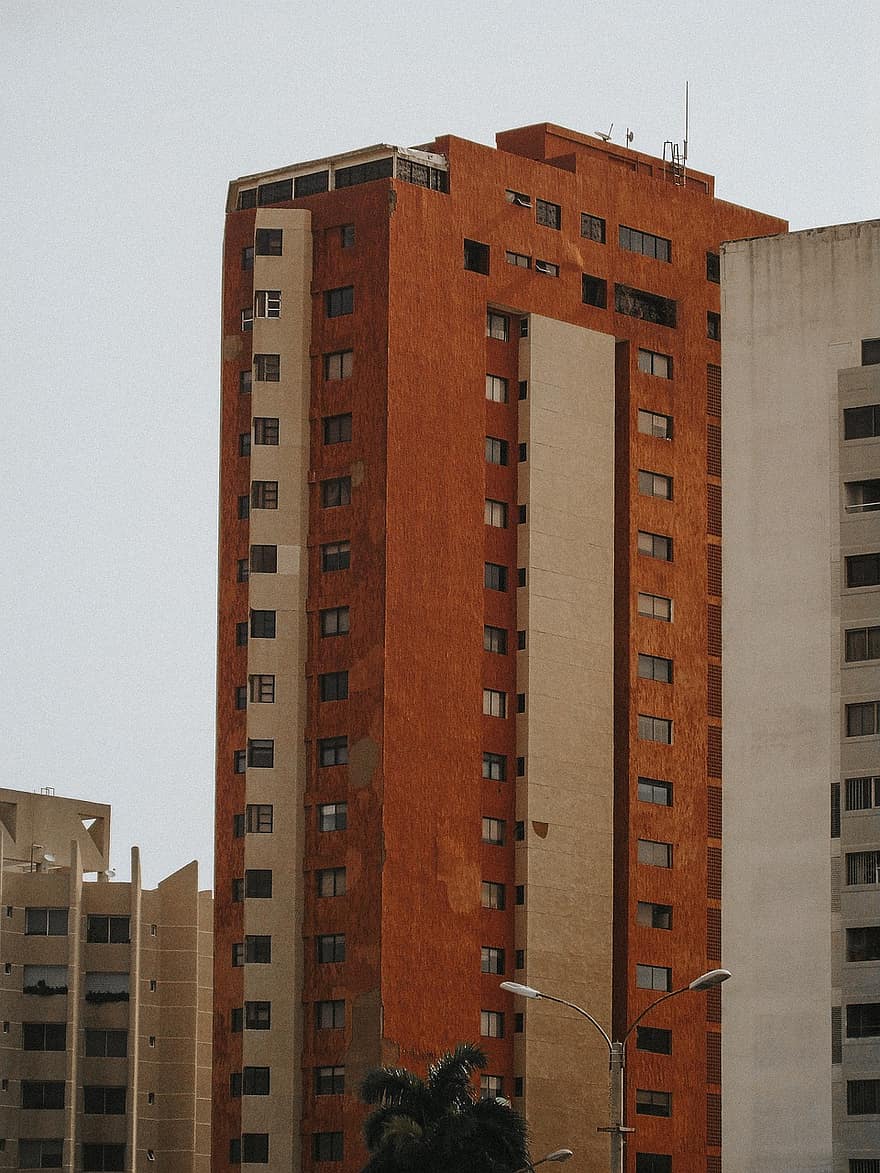 bangunan, apartemen, flat, windows, urban, kota, maracaibo, venezuela