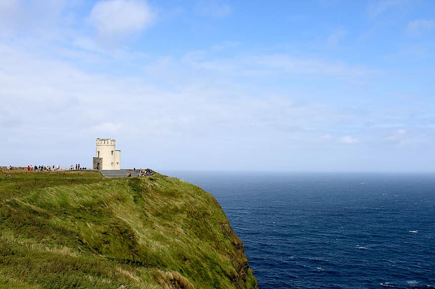 Скалы Мохер, утес, море, Ирландия, Мор, башня О'Брайена, башня, исторический, ориентир, берег, природа
