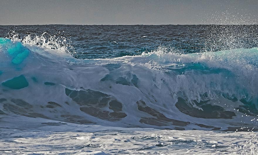 bølger, skum, spray, ocean, hav