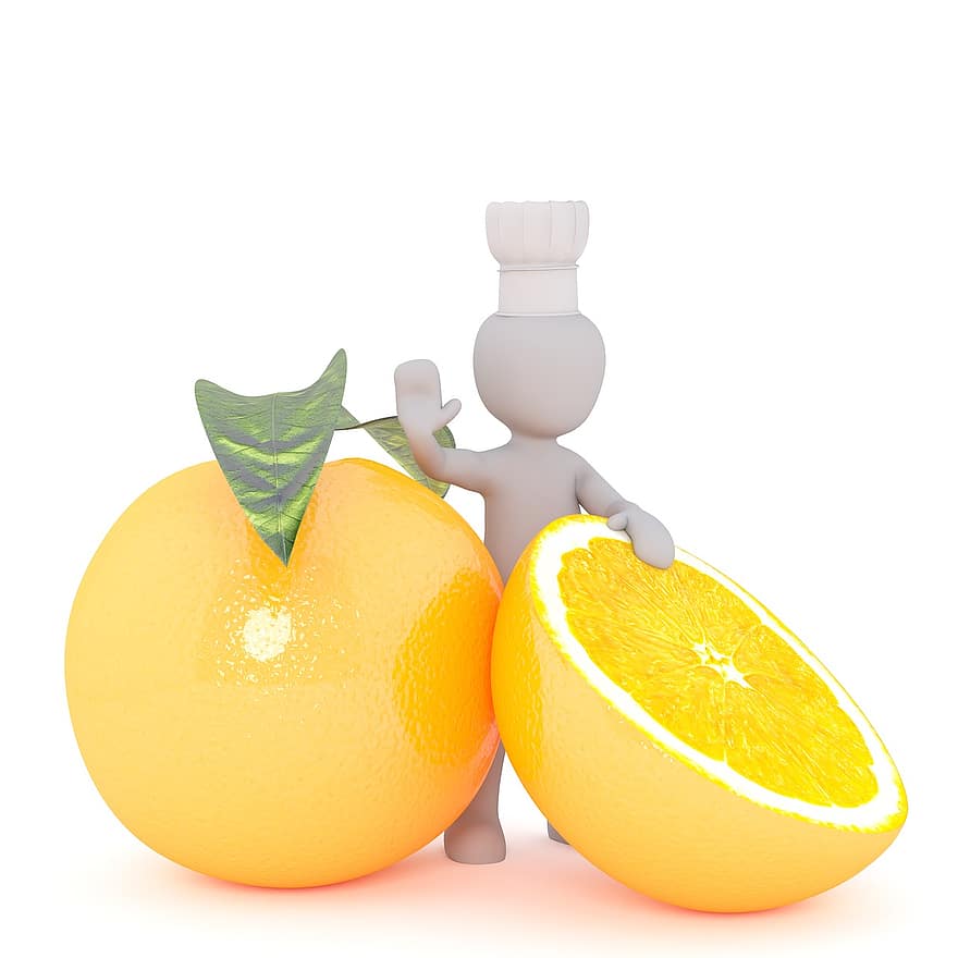 vaisiai, sveikas, vitaminas, veganas, oranžinė, Citrusinis vaisius, baltas vyras, 3D modelis, izoliuotas, 3d, modelis