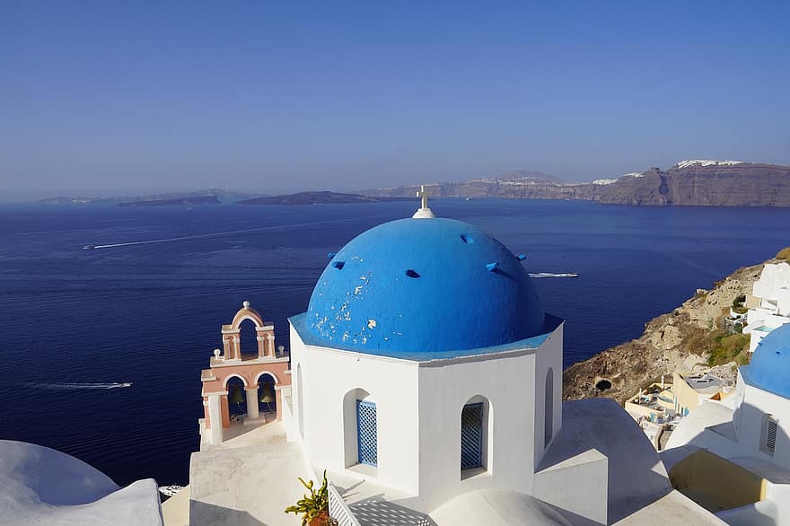Grieķija, ceļot, tūrismu, galamērķi, santorini, Vidusjūras, grieķu, salu, oia, ciemats, Egejas