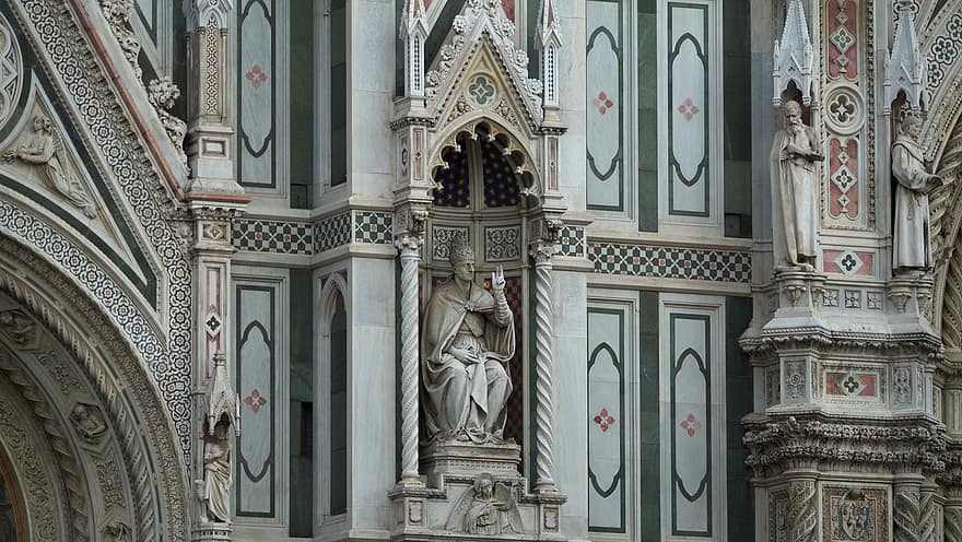 kerk, Santa Maria del Fiore, architectuur, fragment, de façade van de, heilige, Katholiek, Christendom, religie, Bekende plek, culturen