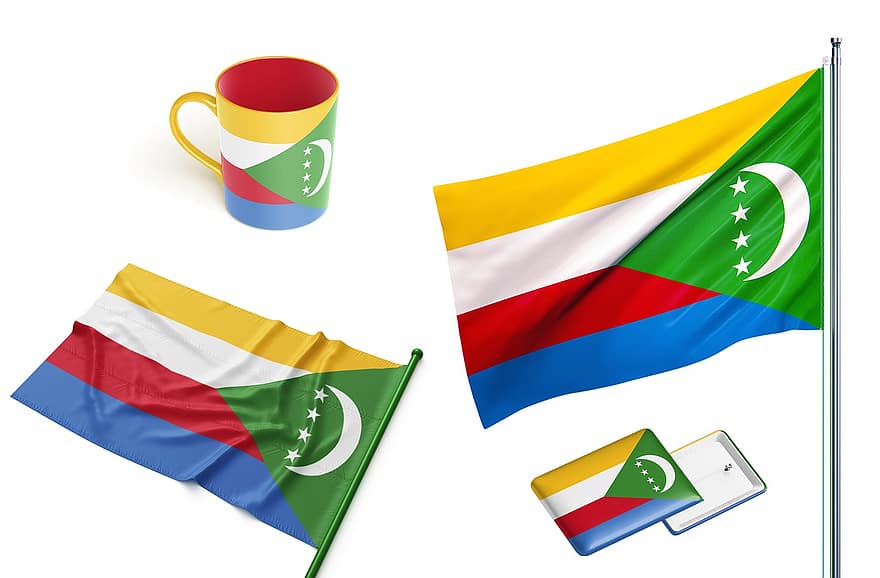 Land, Comorerne, flag, national, symbol, banner