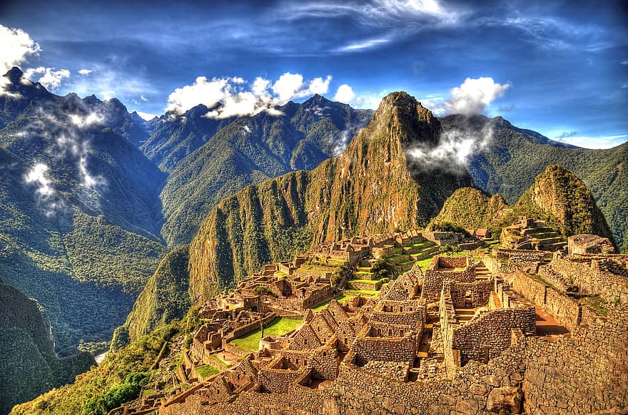 Machu Picchu, Peru, matkailukohde, Inkojen linnoitus, Muinaiset rauniot, andit, tausta, Inkan kulttuuri, maisema, vuori