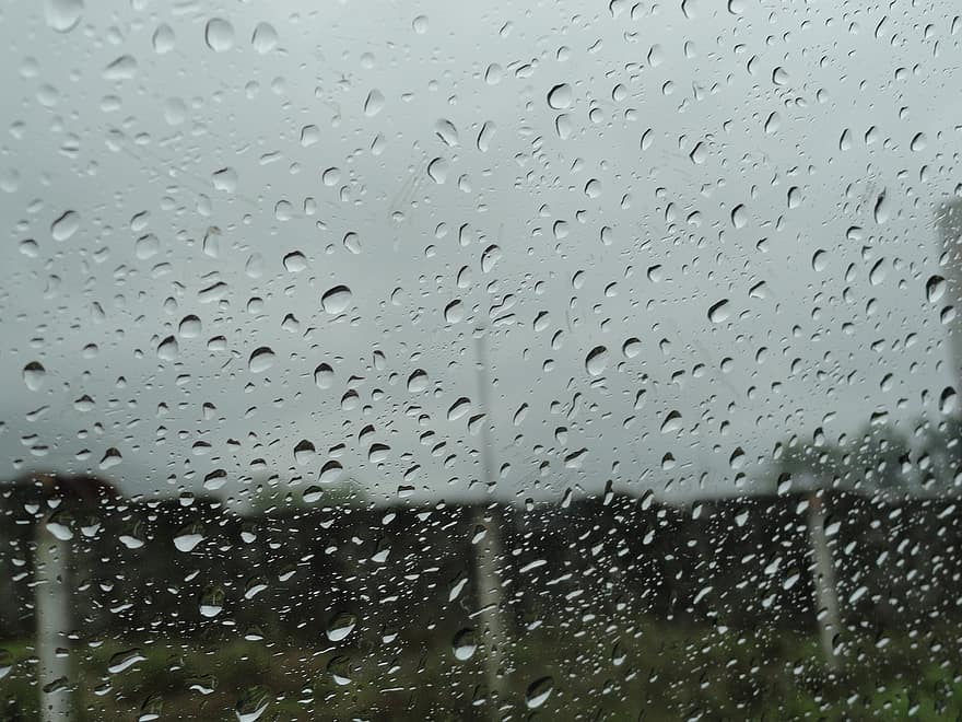 Raindrops, Droplets, Window, Glass, Water Drops, Water, Rain, Wet, Closeup, Water Drop Background, Raindrop