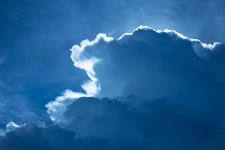 niebo, chmury, atmosfera, cumulus, chmury Cumulus, niebieskie niebo, cloudscape, światło, dzień