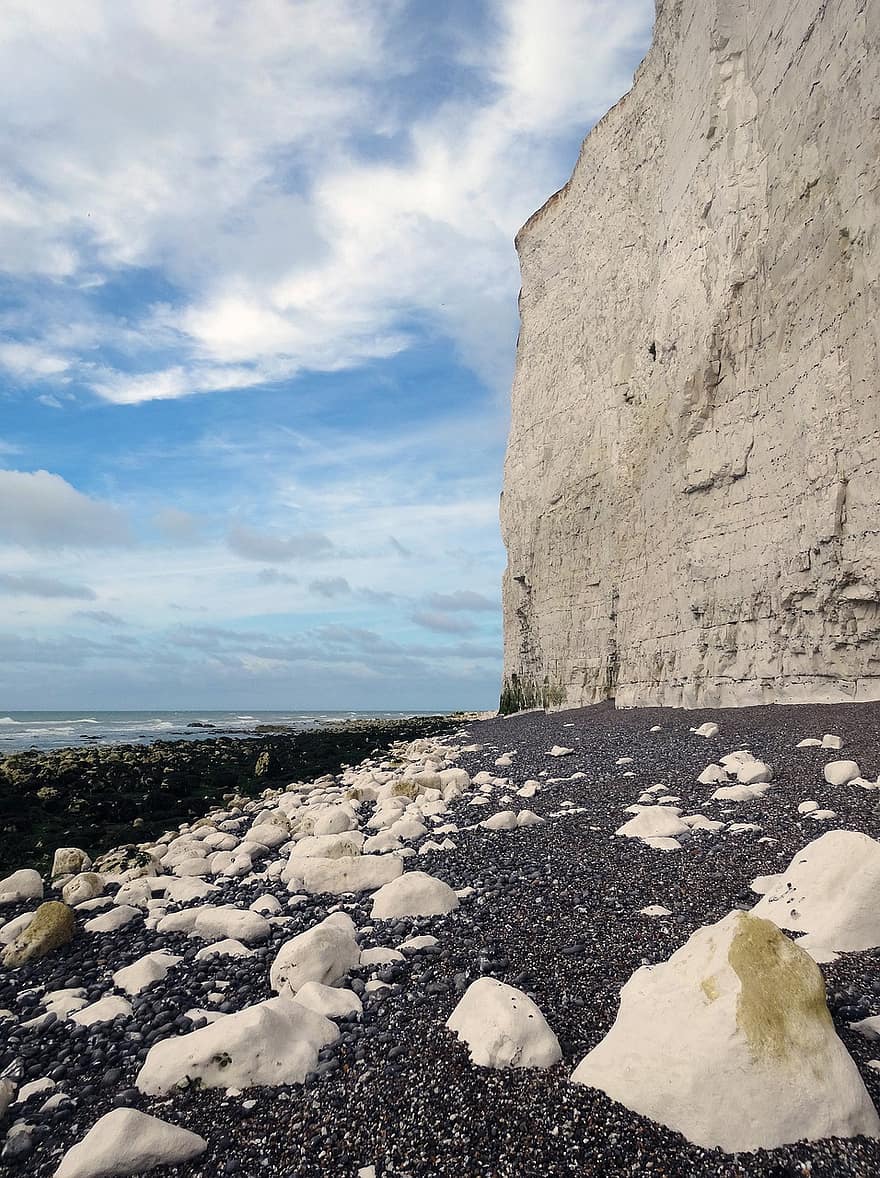 стръмна скала, крайбрежие, тебешир, рок, плаж, море, пейзаж, природа, Англия