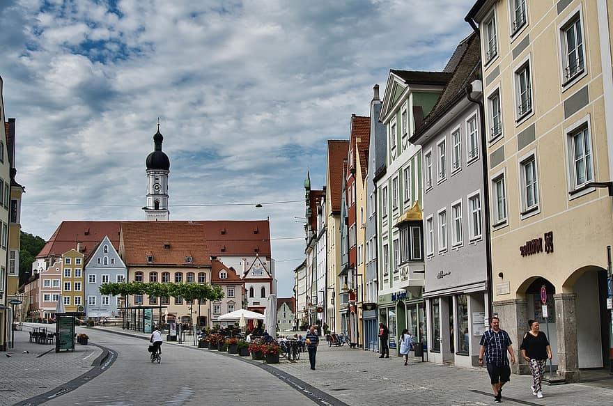 タウン、旅行、通り、建築、伝統的な、オーストリア