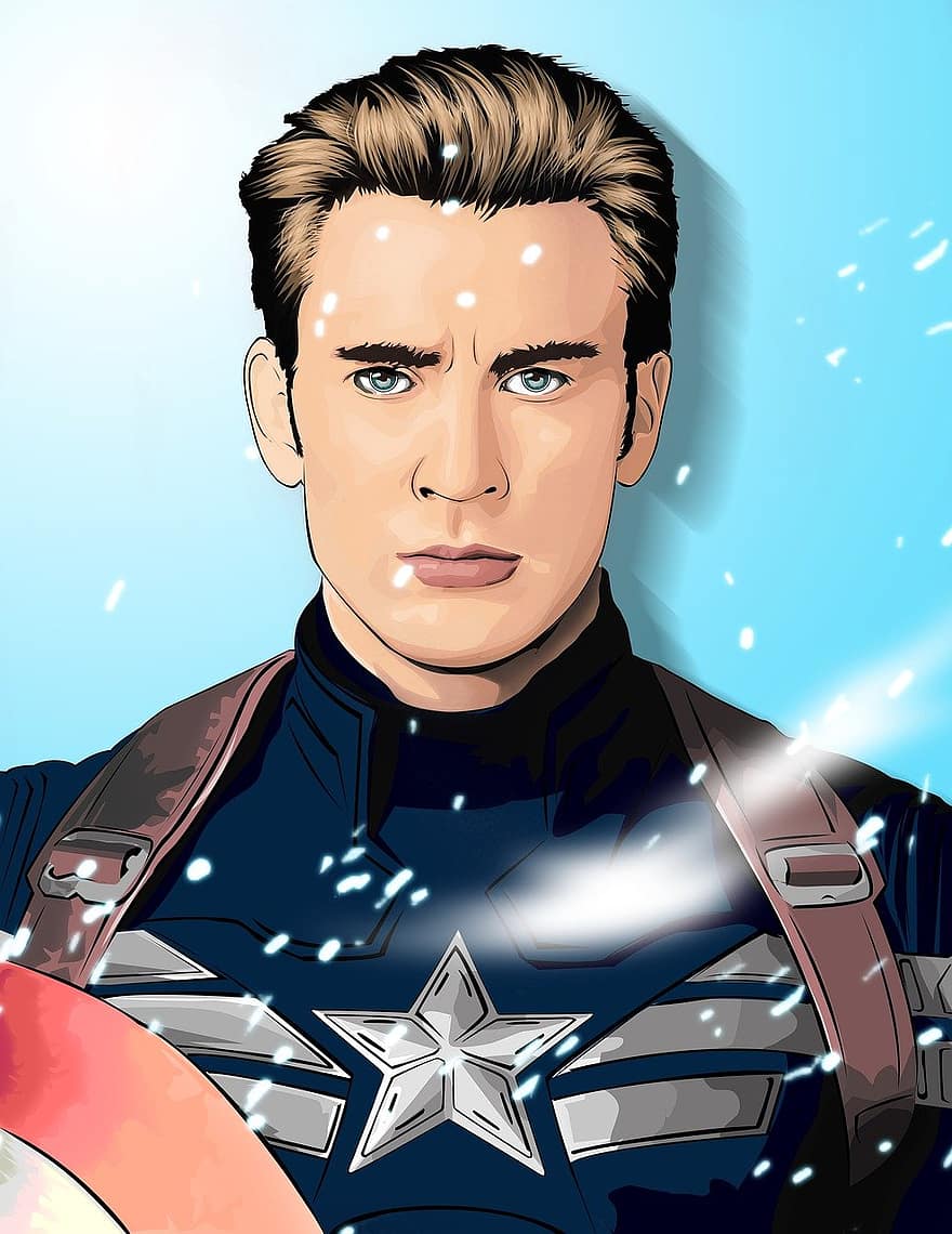 kaptajn Amerika, Steve Rogers, vidunder, Avengers, superhelt, helt, Chris Evans, portræt