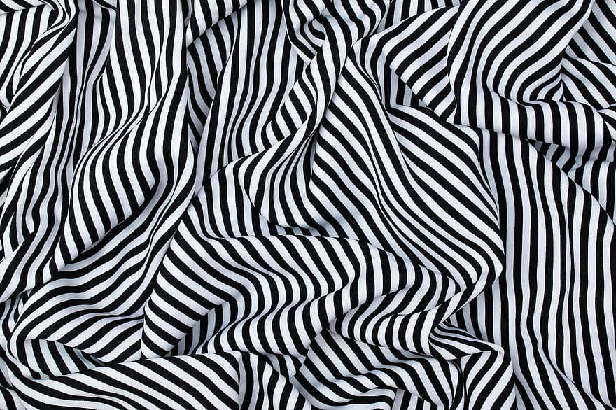 baggrund, krøllet, stof, abstrakt, struktur, klæde, linjer, sort og hvid, tapet, krølle, mønster