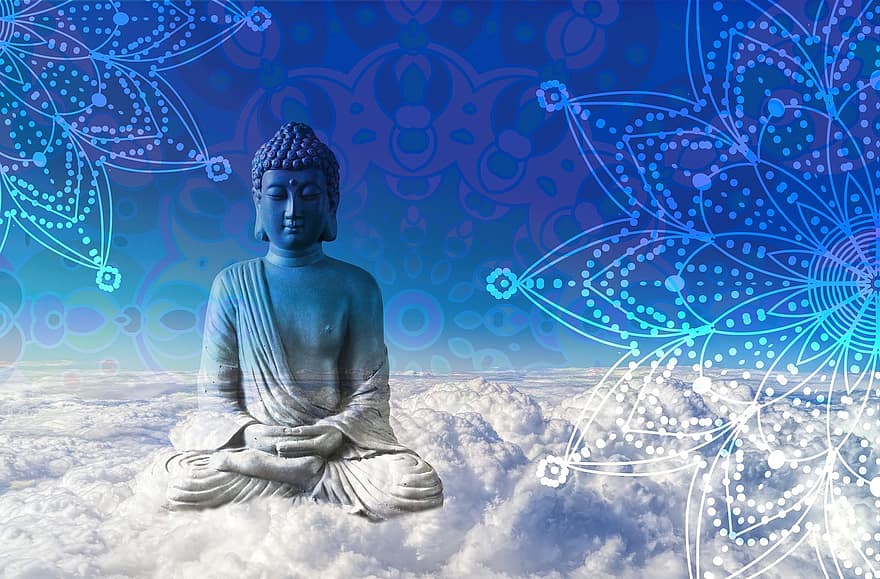 Buddha, mandala, felvilágosodás, ég, felhők, zen, légkör, hangulat, levegő
