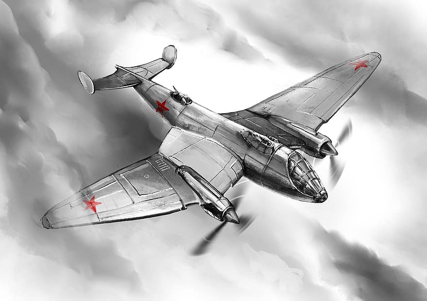 ден на победата, военен самолет, Самолетна победа, бомбардировач, полет, равнина в небето, съветски самолети, 9maâ, 9 май, небе, победа