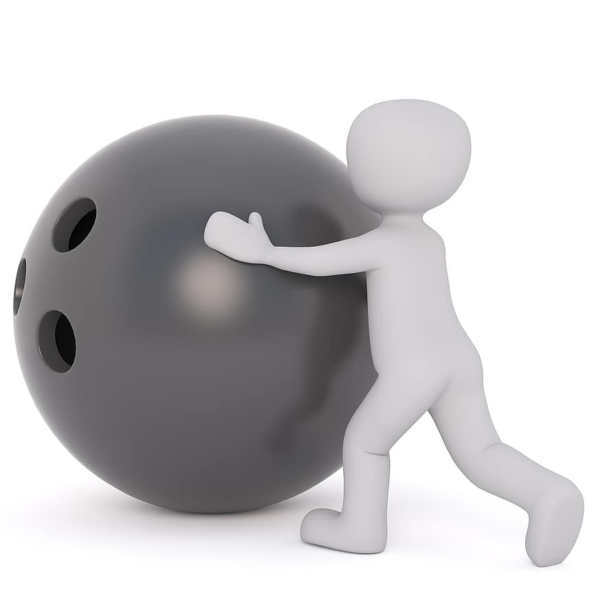 palla da bowling, Buche della palla da bowling, maschio bianco, Modello 3d, isolato, 3d, modello, tutto il corpo, bianca, Uomo 3d, diapositiva