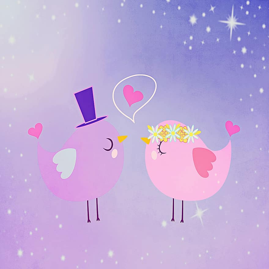 Vogel, Hintergrund, Liebe, Paar, Liebhaber, Valentinstag, Romantik, glücklich, Ehe