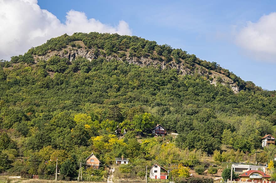 планина, село, Szamárhegy, Естергом, къщи, град, пейзаж, околност, природа