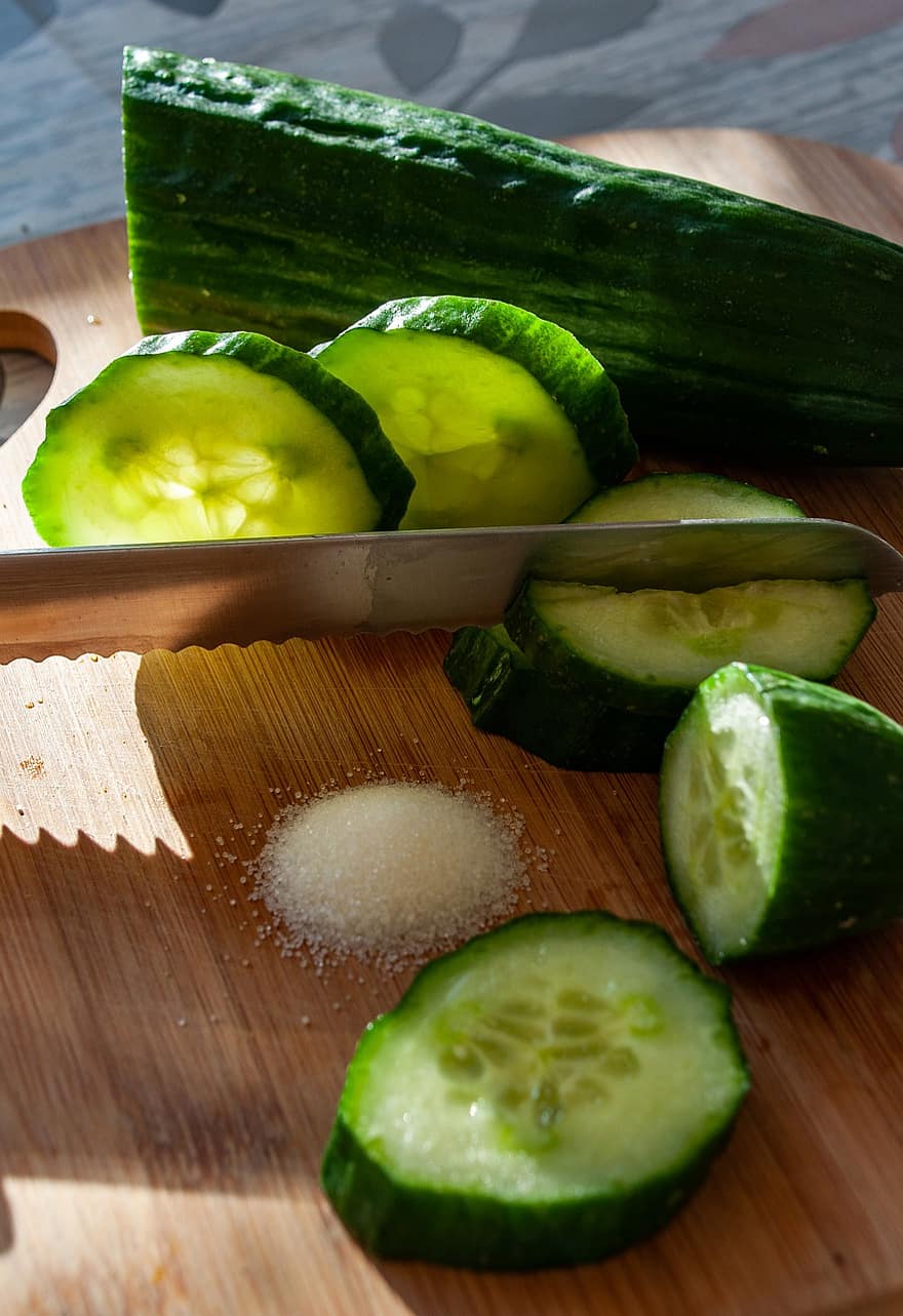 komkommer, groenten, groenten snijden