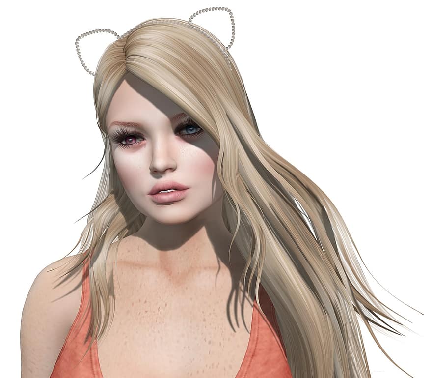 avatar, menghadapi, kulit, rambut, telinga kucing