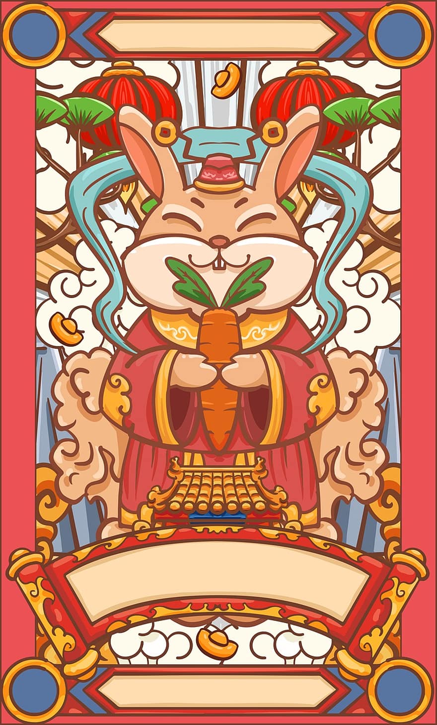 Chinees sterrenbeeld, Jaar van het konijn, nieuw maanjaar, Chinees Nieuwjaar, illustratie, vector, viering, religie, decoratie, spotprent, ontwerp