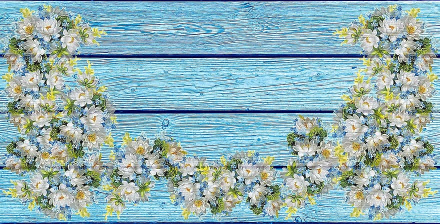 ant medžio, mediena, derliaus, fonas, romantiškas, apdaila, žaismingas, medinė siena, romantika, gėlės, mėlyna