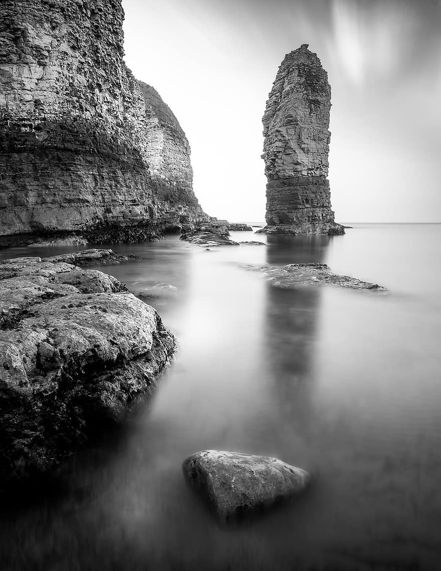 Flamborough hoofd, krijtstapel, yorkshire, Flamborough Cove, zeegezicht, klippen, krijt, kust, Engeland, landschap, kust-