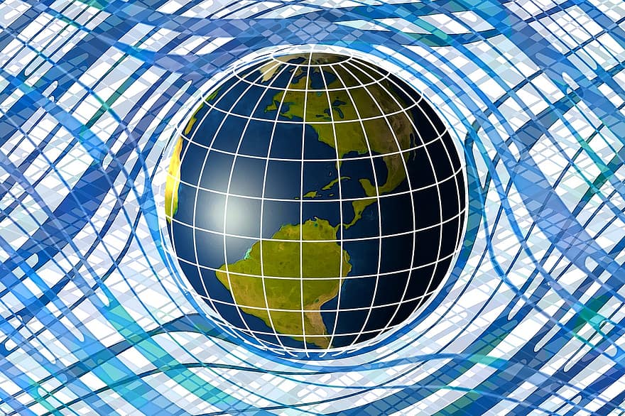 globus, teknologi, jorden, mønster, geometriske, futuristisk, web, netværk, nutidige, linjer, kryds