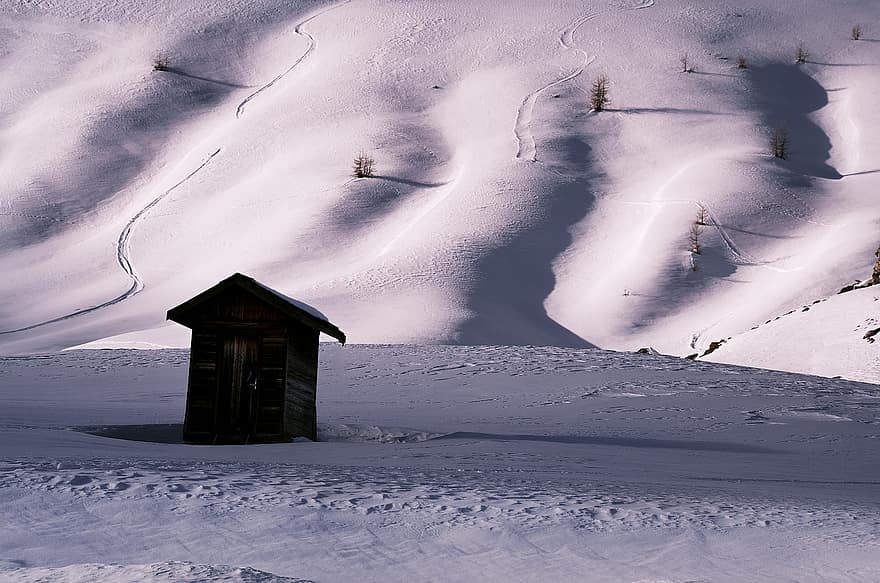 raksturs, sniegs, ziemā, sezonā, dolomīti, Itālija, ainavu, kalni, alpi, ceļot, izpēte