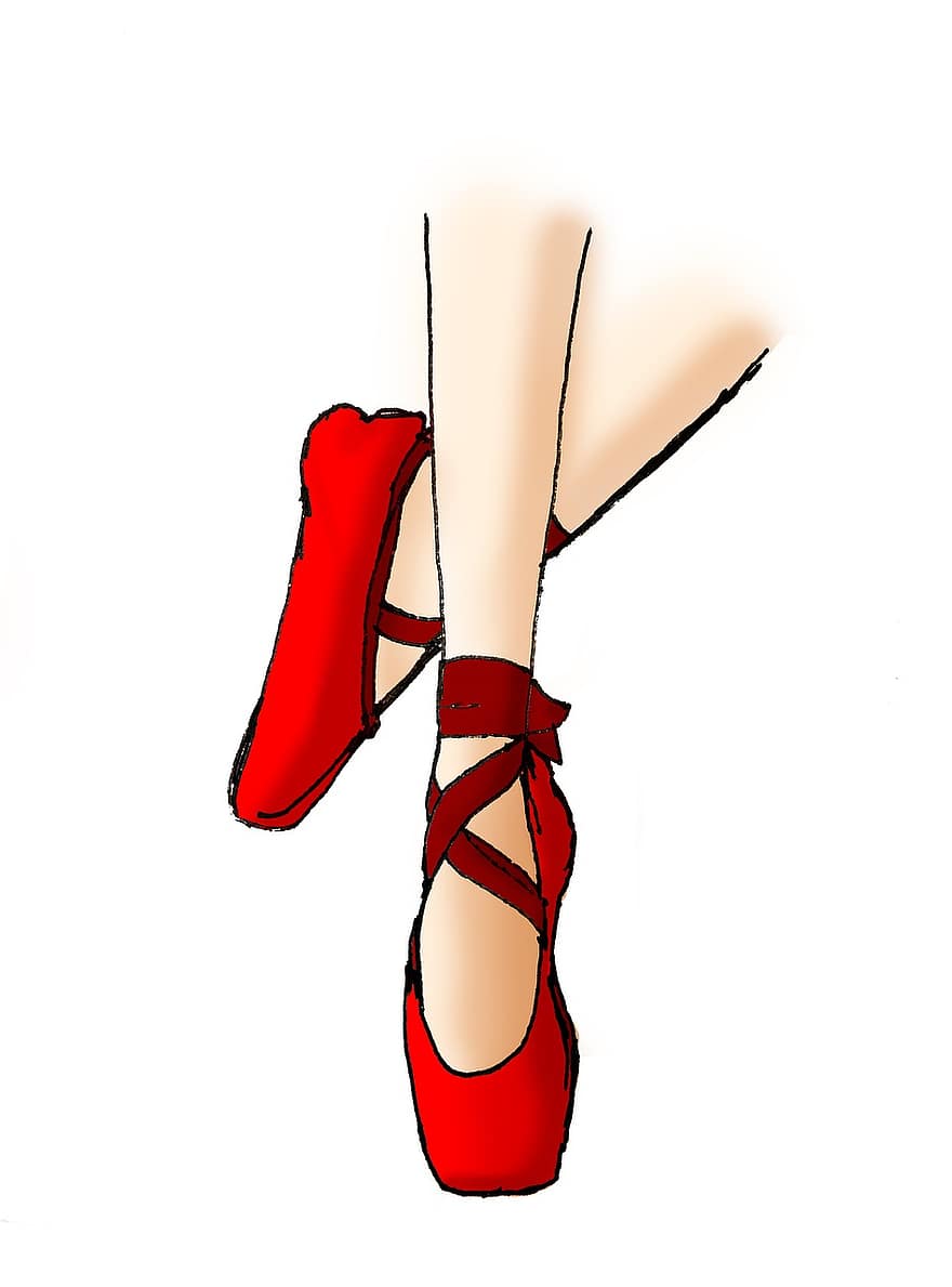 взуття, червоний, балет, жінка, леді, самка, моди, стиль, стопи, дівчина, танцювати