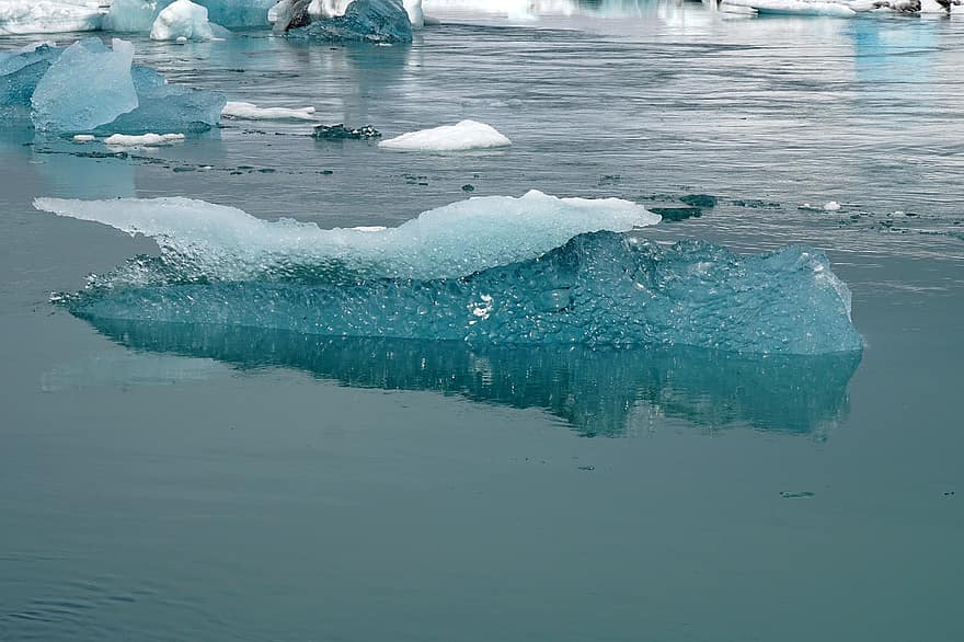 lago glaciar, Islandia, jokulsarlon, hielo, agua, azul, nieve, invierno, congelado, paisaje, ártico