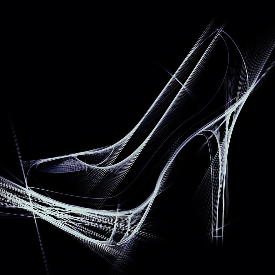 naisten kengät, kenkä, kohta, abstrakti, mustavalkoinen