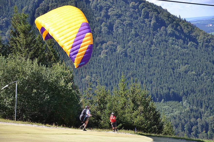 paragliding, Allgäu, paraglider, faldskærm, flyvende, bjerge, Tegelberg, Schwangau, Füssen