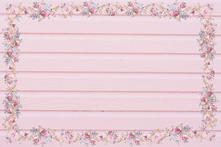 Rosa, madeira, fundo, vintage, casa de campo, decoração, quadro, Armação, pastel, flores cor de rosa, nostálgico, doce
