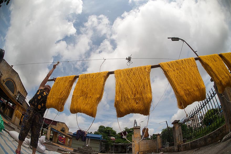 arte, pueblo, seda, gusano de seda, Vietnam