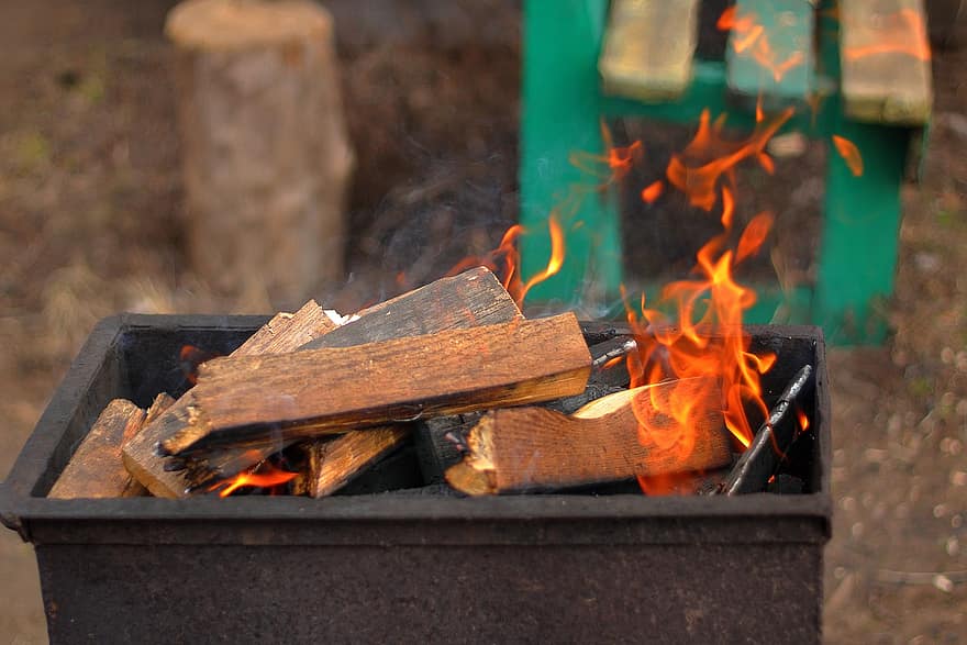 мангал, дрова, ожоги, Пожар, растопка, готовить на огне