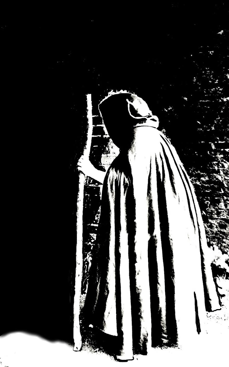 Black And White, Cloaked Figure