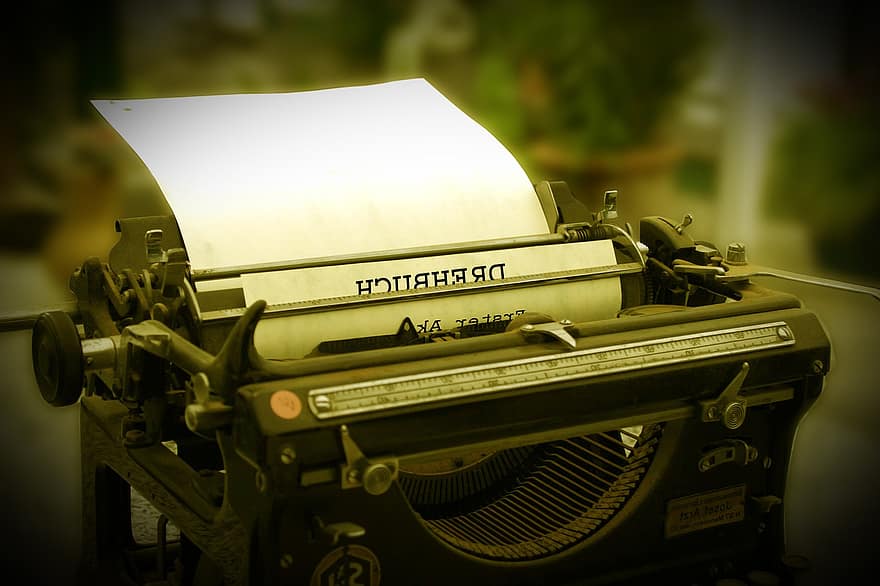 scénario, machine à écrire, ancien, récit, vieux, démodé, machinerie, antique, fermer, texte, objet unique