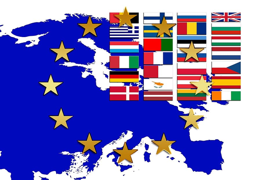 Europa, flagg, stjerne, blå, europeisk, utvikling, forventning, eu, euro, lære, problem