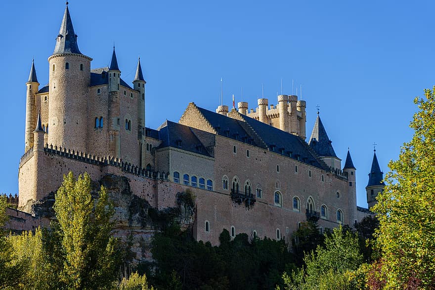 alcazar dari segovia, Kastil, segovia, benteng, Arsitektur, Spanyol, kastil abad pertengahan