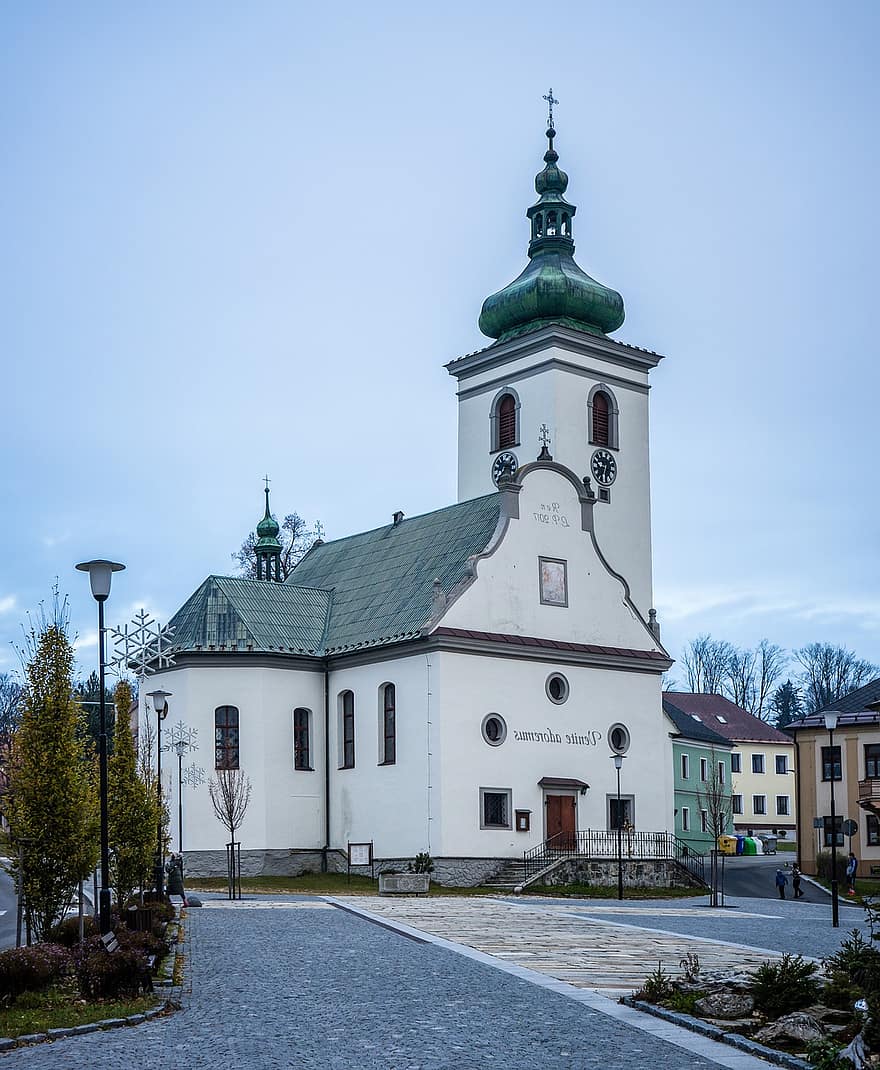 教会、旅行する、観光、ヴォラリ、チェコ共和国、教会の塔、ボヘミア、南ボヘミア、揺れる、ザデーテンランド、カトリック教徒